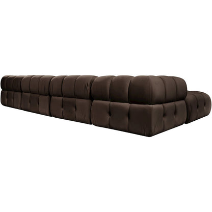 Orin Brown Velvet Performance Fabric Upholstered 6 pc. Sectional