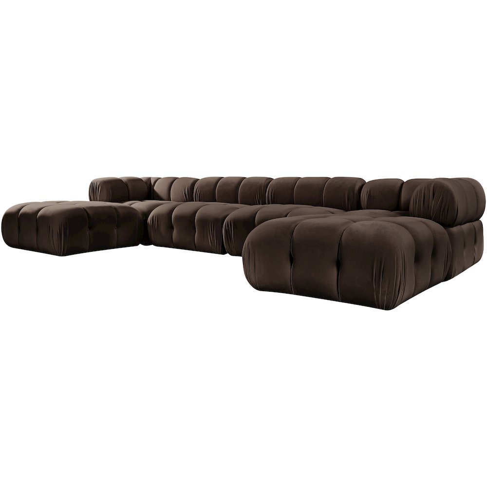 Orin Brown Velvet Performance Fabric Upholstered 6 pc. Sectional