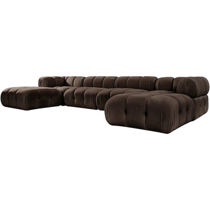 Orin Brown Velvet Performance Fabric Upholstered 6 pc. Sectional