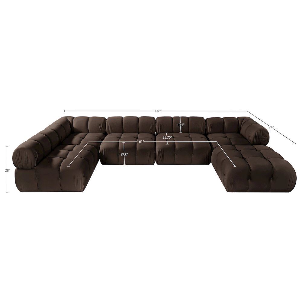 Orin Brown Velvet Performance Fabric Upholstered 6 pc. Sectional