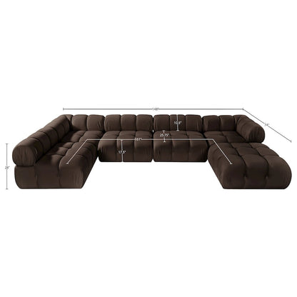 Orin Brown Velvet Performance Fabric Upholstered 6 pc. Sectional