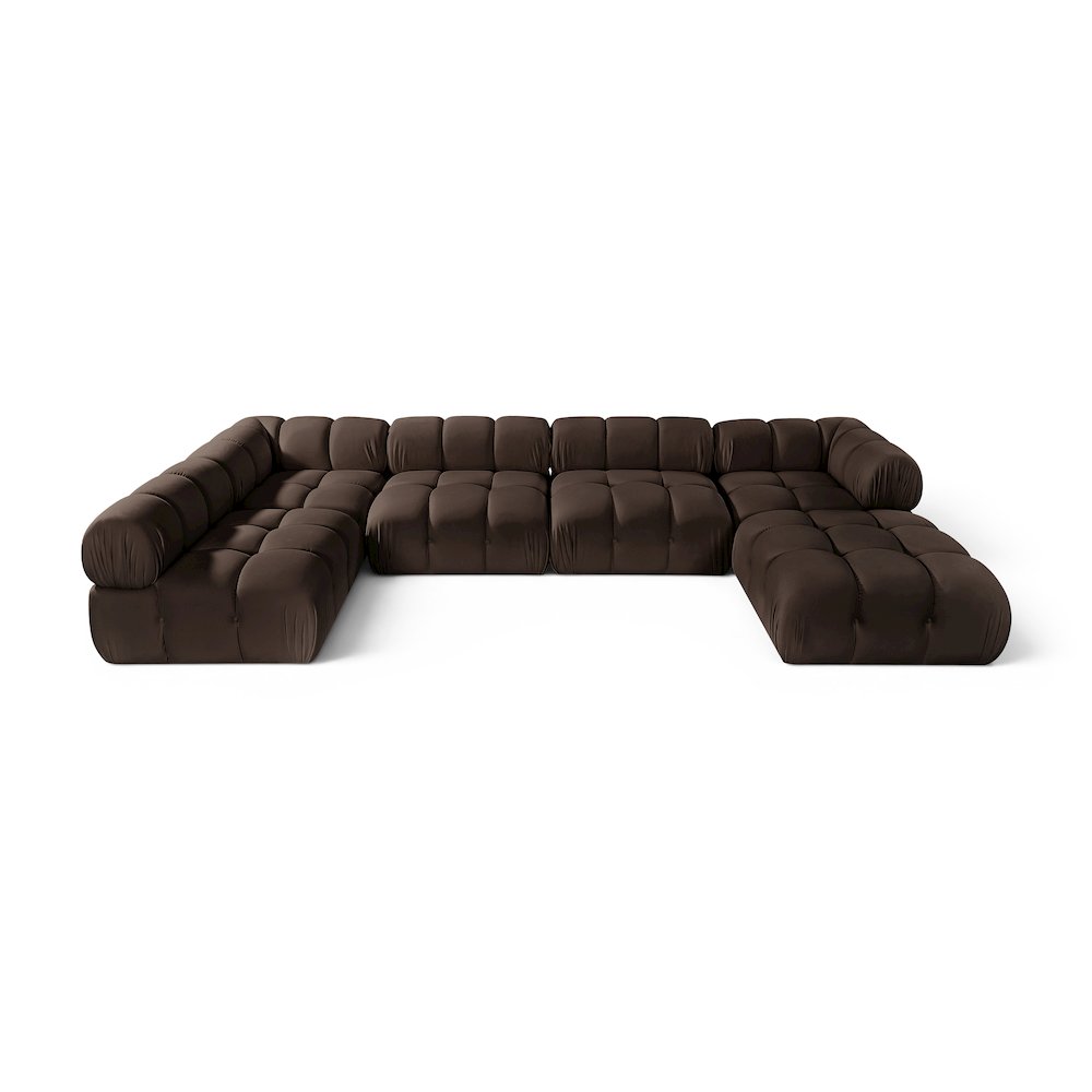 Orin Brown Velvet Performance Fabric Upholstered 6 pc. Sectional