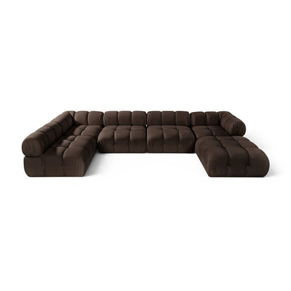 Orin Brown Velvet Performance Fabric Upholstered 6 pc. Sectional