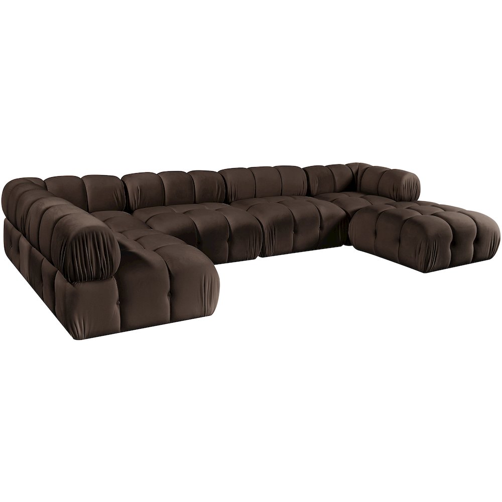 Orin Brown Velvet Performance Fabric Upholstered 6 pc. Sectional