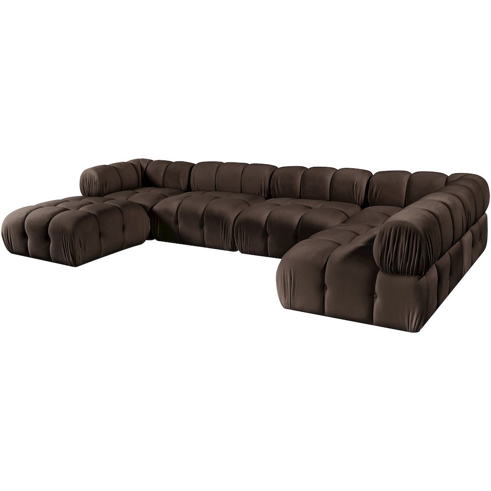 Orin Brown Velvet Performance Fabric Upholstered 6 pc. Sectional