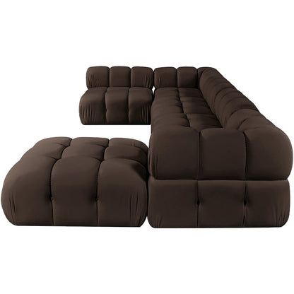 Orin Brown Velvet Performance Fabric Upholstered 6 pc. Sectional