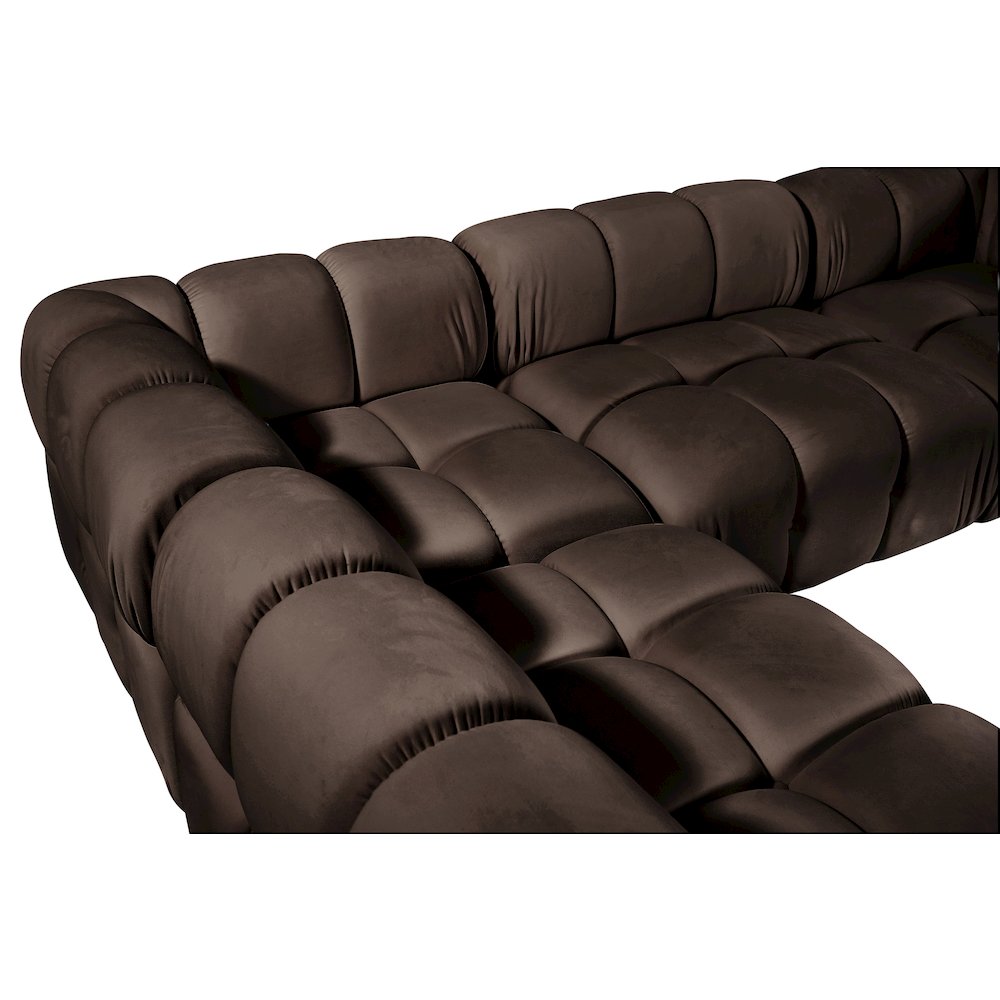 Orin Brown Velvet Performance Fabric Upholstered 6 pc. Sectional