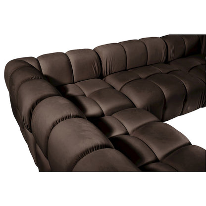Orin Brown Velvet Performance Fabric Upholstered 6 pc. Sectional