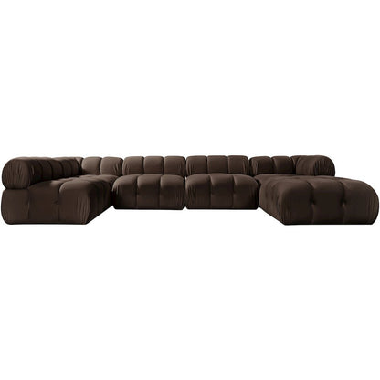 Orin Brown Velvet Performance Fabric Upholstered 6 pc. Sectional