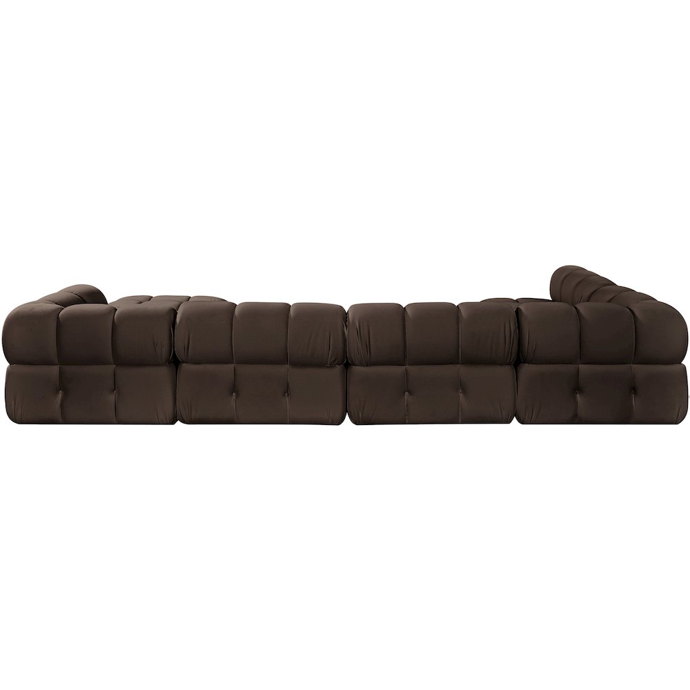 Orin Brown Velvet Performance Fabric Upholstered 6 pc. Sectional