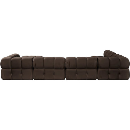 Orin Brown Velvet Performance Fabric Upholstered 6 pc. Sectional