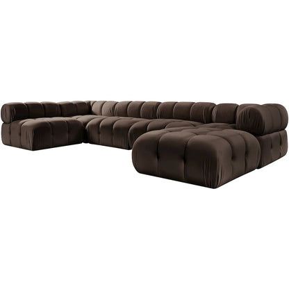 Orin Brown Velvet Performance Fabric Upholstered 6 pc. Sectional