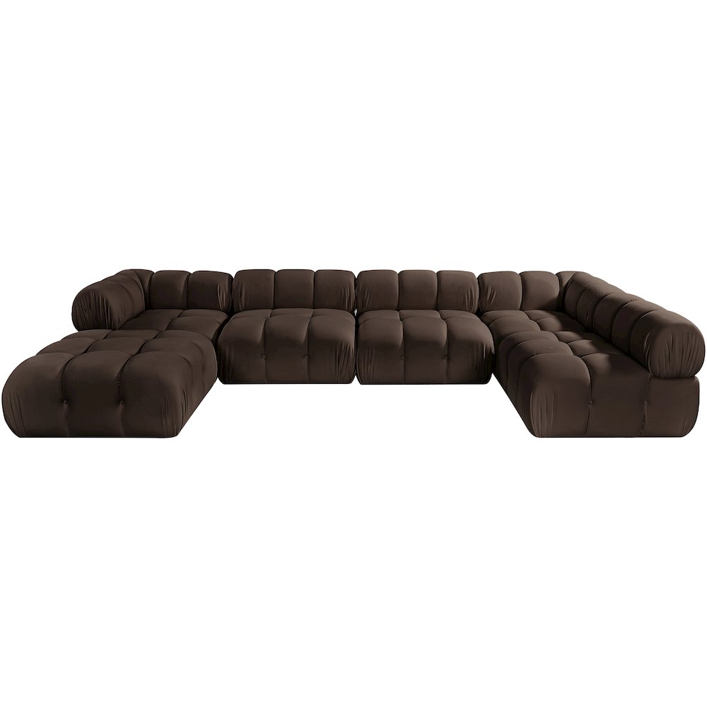 Orin Brown Velvet Performance Fabric Upholstered 6 pc. Sectional