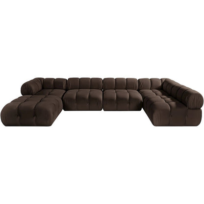Orin Brown Velvet Performance Fabric Upholstered 6 pc. Sectional