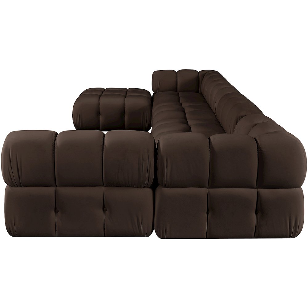 Orin Brown Velvet Performance Fabric Upholstered 6 pc. Sectional