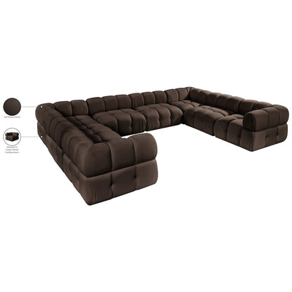 Orin Brown Velvet Performance Fabric Upholstered 8 pc. Sectional