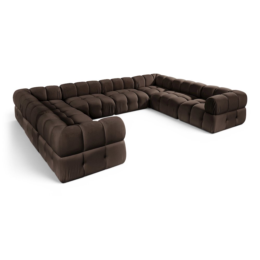 Orin Brown Velvet Performance Fabric Upholstered 8 pc. Sectional