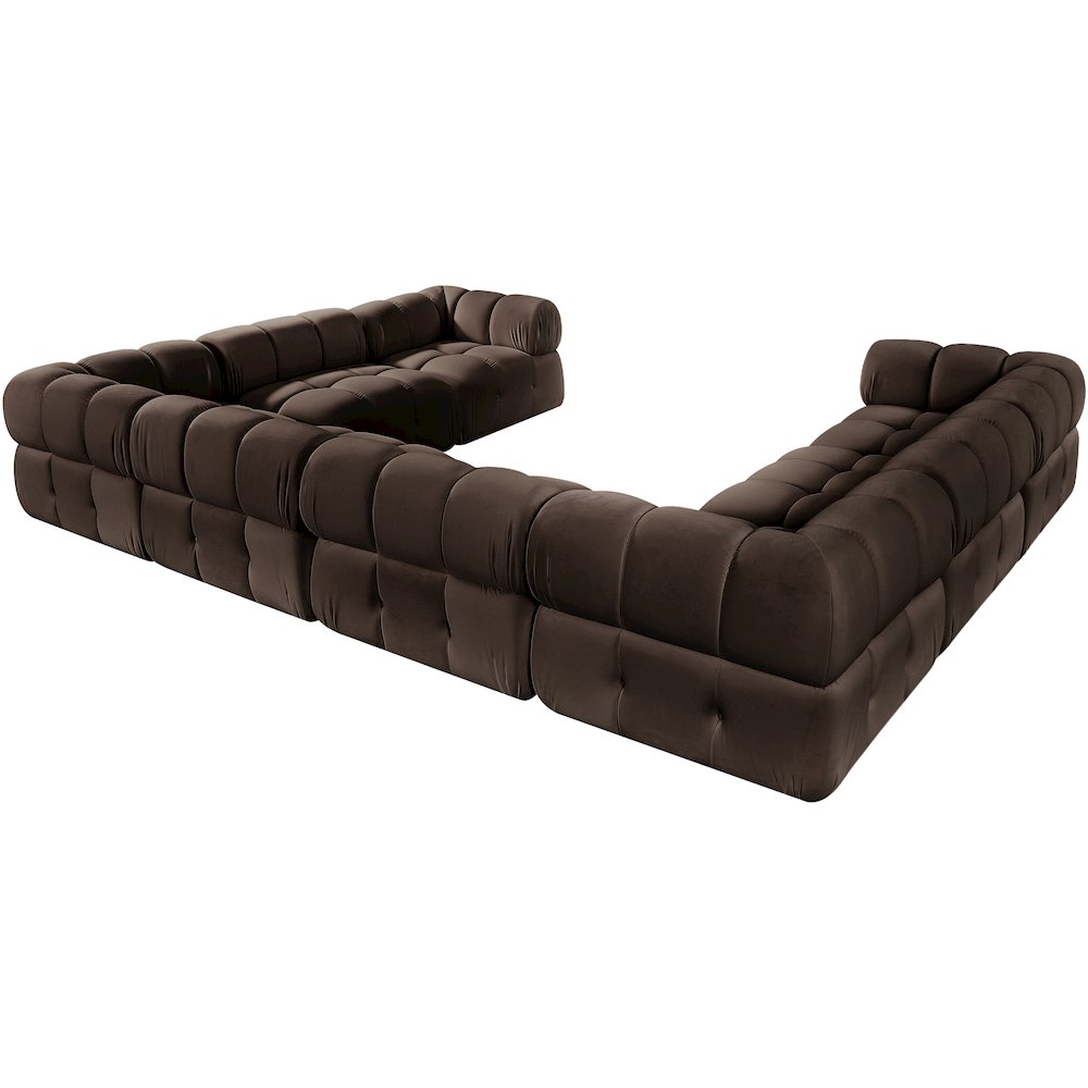 Orin Brown Velvet Performance Fabric Upholstered 8 pc. Sectional