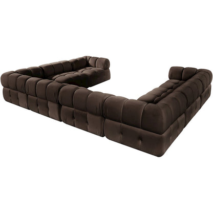 Orin Brown Velvet Performance Fabric Upholstered 8 pc. Sectional