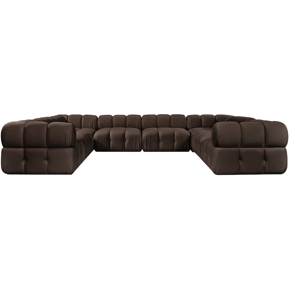 Orin Brown Velvet Performance Fabric Upholstered 8 pc. Sectional