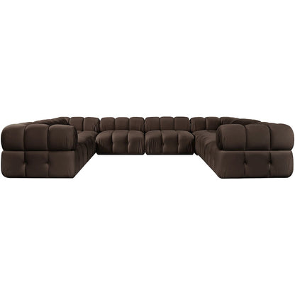 Orin Brown Velvet Performance Fabric Upholstered 8 pc. Sectional