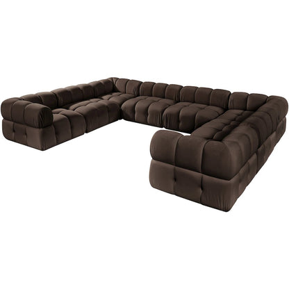 Orin Brown Velvet Performance Fabric Upholstered 8 pc. Sectional