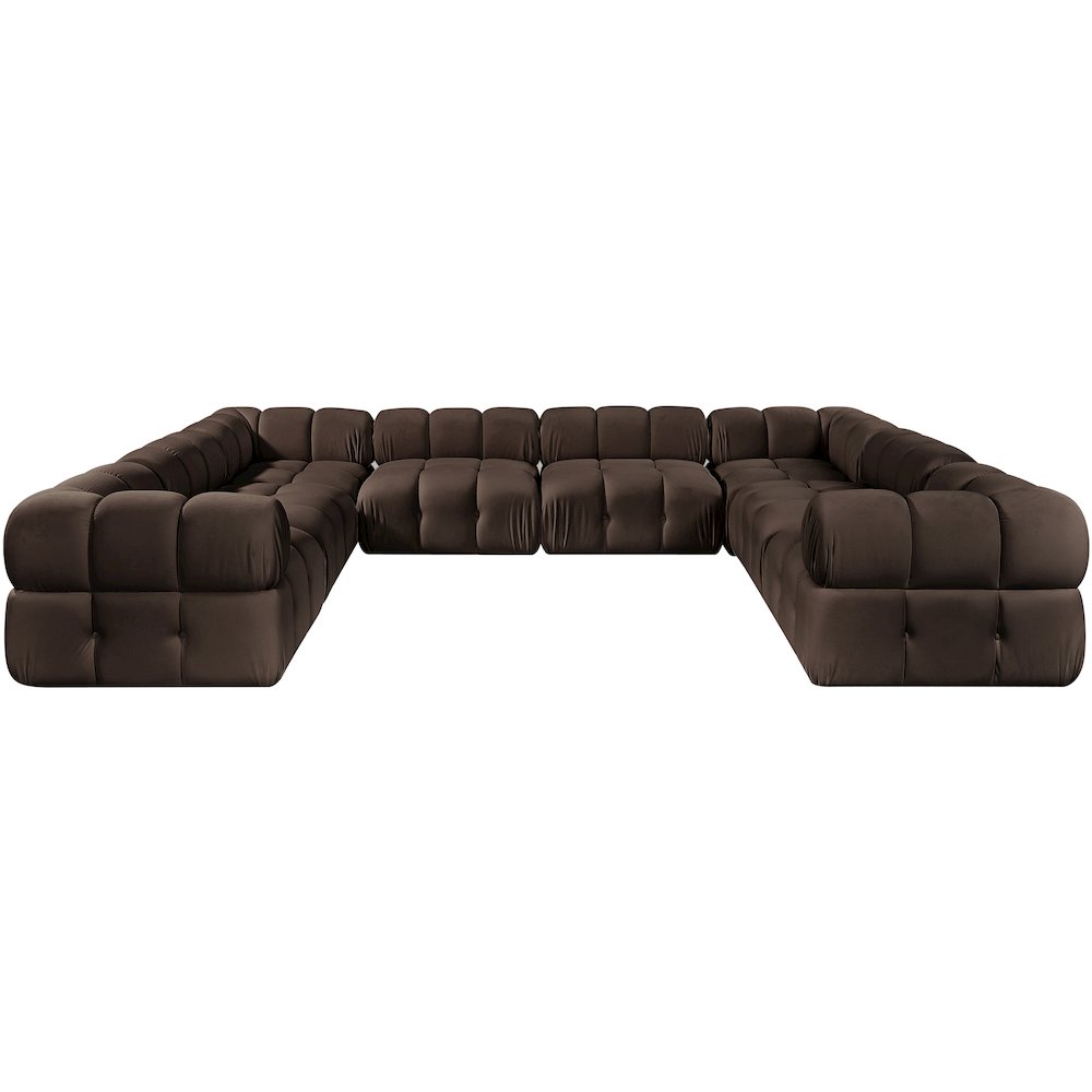 Orin Brown Velvet Performance Fabric Upholstered 8 pc. Sectional