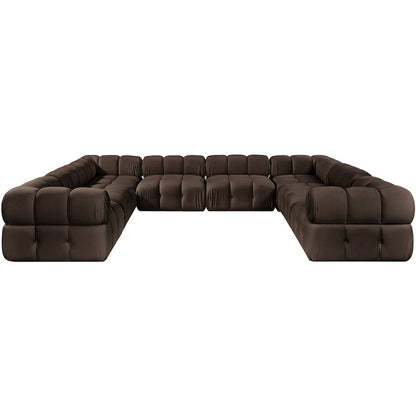 Orin Brown Velvet Performance Fabric Upholstered 8 pc. Sectional