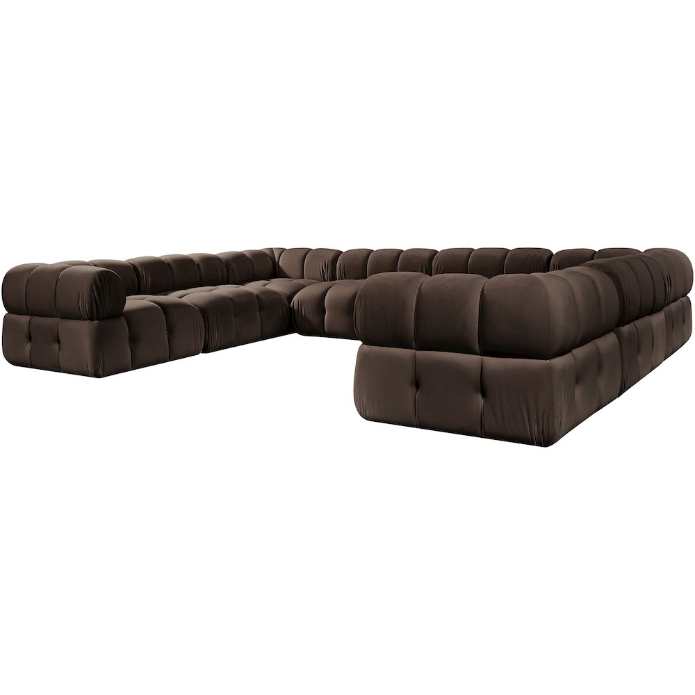 Orin Brown Velvet Performance Fabric Upholstered 8 pc. Sectional