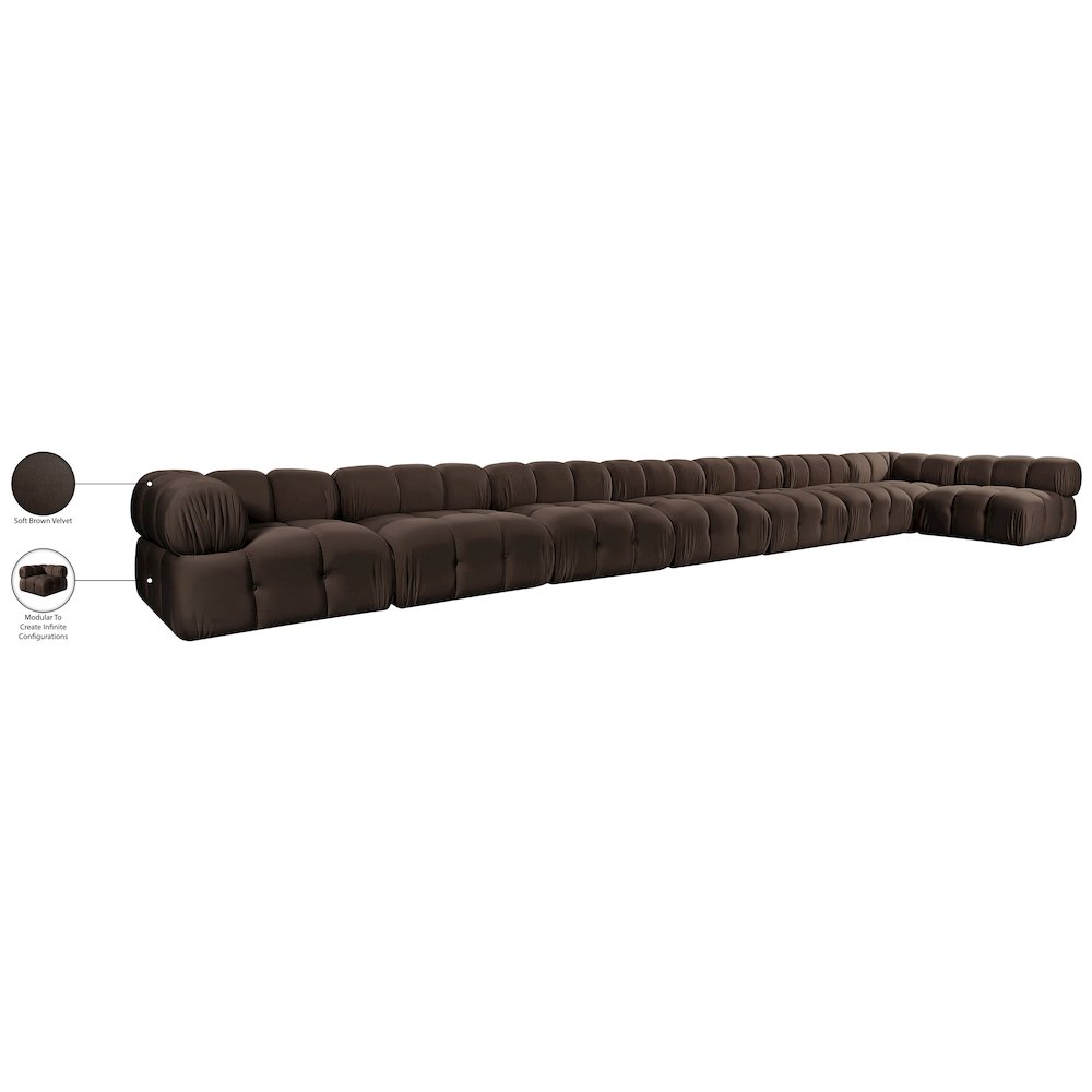 Orin Brown Velvet Performance Fabric Upholstered 8 pc. Sectional