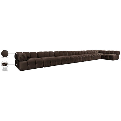 Orin Brown Velvet Performance Fabric Upholstered 8 pc. Sectional