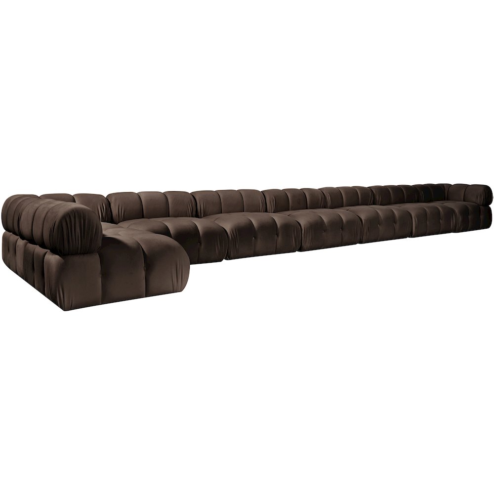 Orin Brown Velvet Performance Fabric Upholstered 8 pc. Sectional