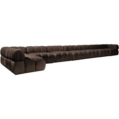 Orin Brown Velvet Performance Fabric Upholstered 8 pc. Sectional