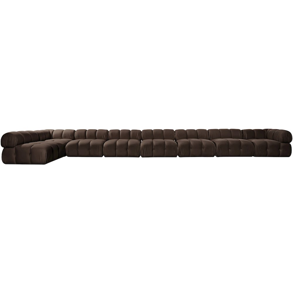Orin Brown Velvet Performance Fabric Upholstered 8 pc. Sectional