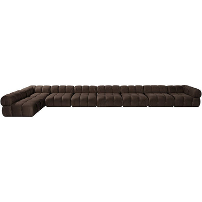 Orin Brown Velvet Performance Fabric Upholstered 8 pc. Sectional