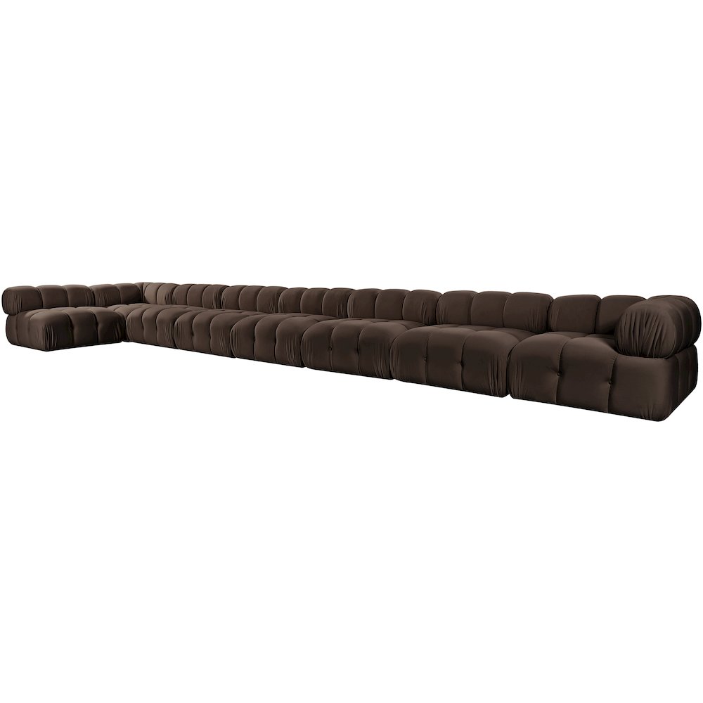 Orin Brown Velvet Performance Fabric Upholstered 8 pc. Sectional
