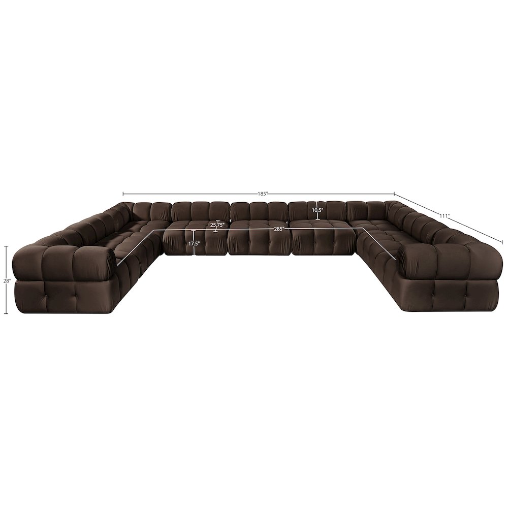 Orin Brown Velvet Performance Fabric Upholstered 9 pc. Sectional