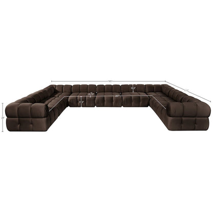 Orin Brown Velvet Performance Fabric Upholstered 9 pc. Sectional