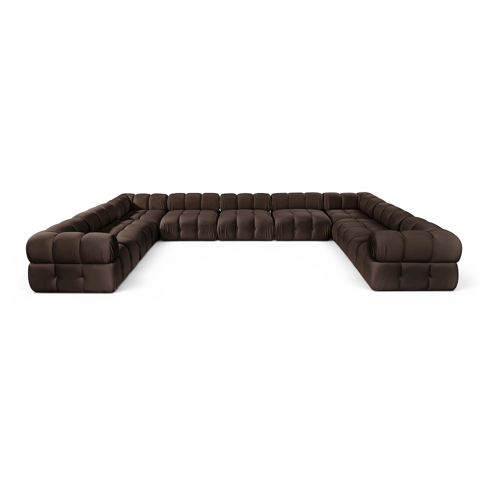 Orin Brown Velvet Performance Fabric Upholstered 9 pc. Sectional