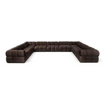 Orin Brown Velvet Performance Fabric Upholstered 9 pc. Sectional