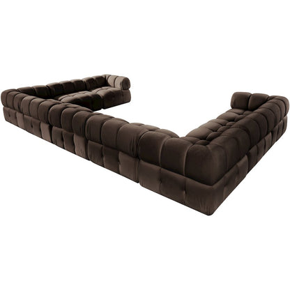 Orin Brown Velvet Performance Fabric Upholstered 9 pc. Sectional
