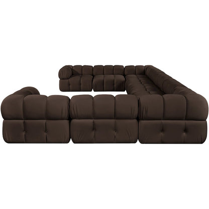 Orin Brown Velvet Performance Fabric Upholstered 9 pc. Sectional