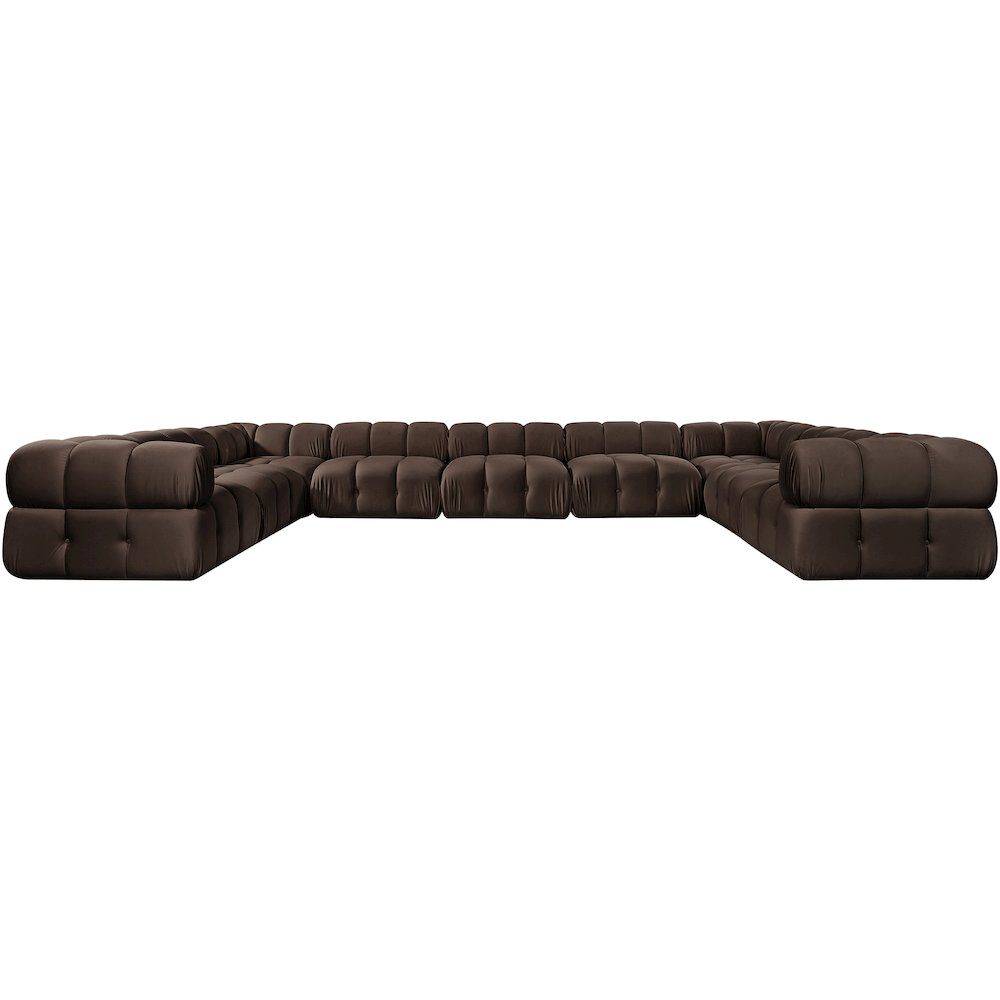 Orin Brown Velvet Performance Fabric Upholstered 9 pc. Sectional
