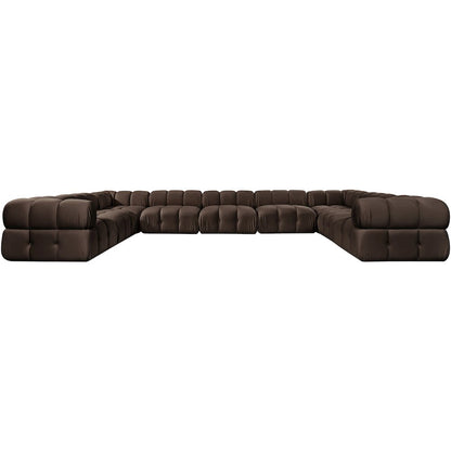 Orin Brown Velvet Performance Fabric Upholstered 9 pc. Sectional