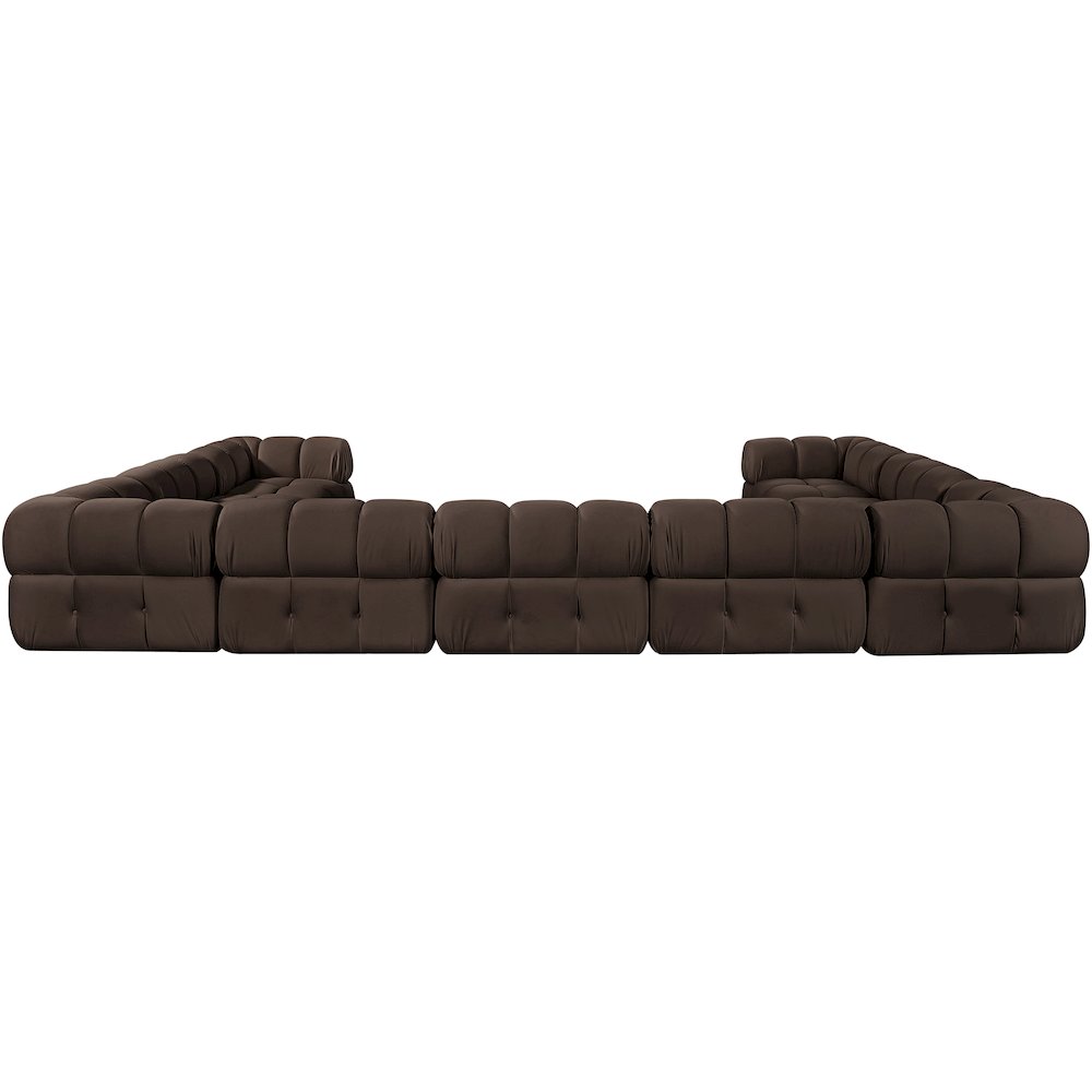 Orin Brown Velvet Performance Fabric Upholstered 9 pc. Sectional
