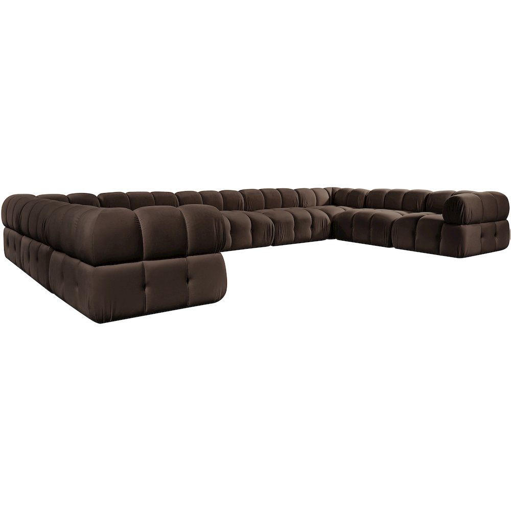Orin Brown Velvet Performance Fabric Upholstered 9 pc. Sectional