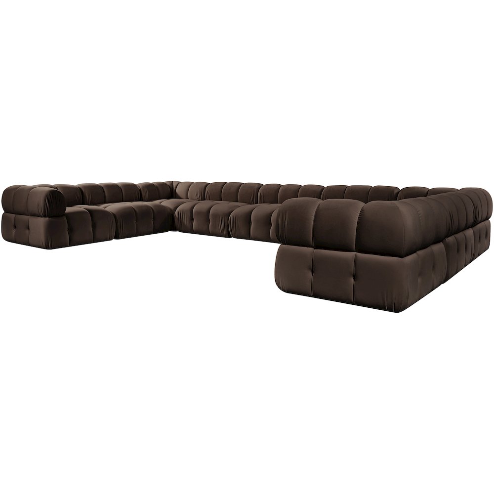Orin Brown Velvet Performance Fabric Upholstered 9 pc. Sectional