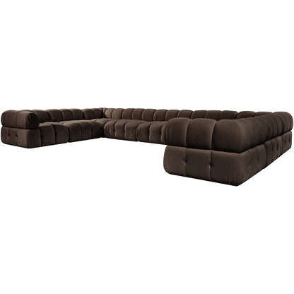 Orin Brown Velvet Performance Fabric Upholstered 9 pc. Sectional