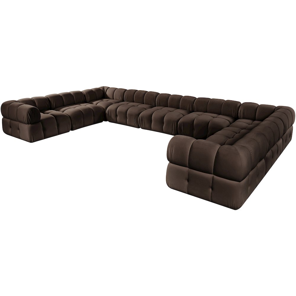 Orin Brown Velvet Performance Fabric Upholstered 9 pc. Sectional