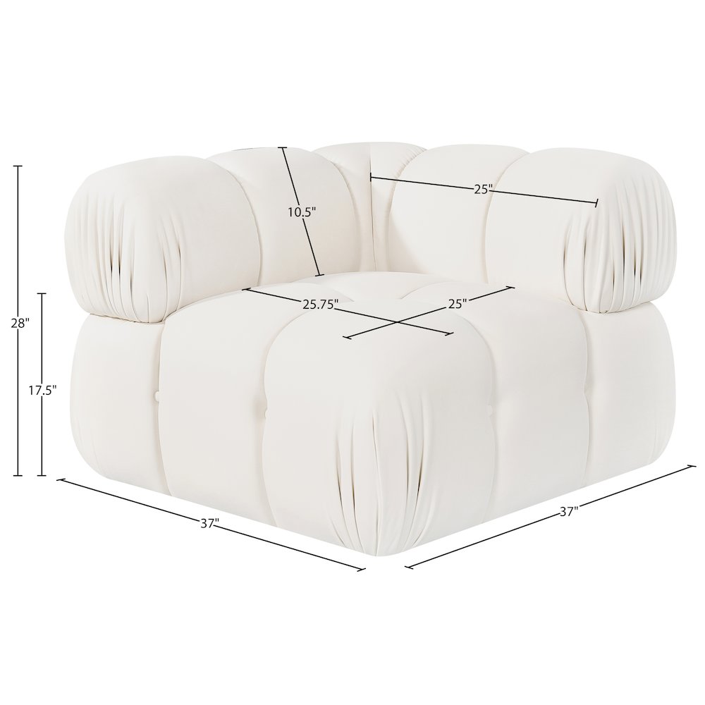 Orin Cream Velvet Performance Fabric Upholstered Modular Corner Chair